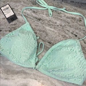 Mint green lace bikini top
